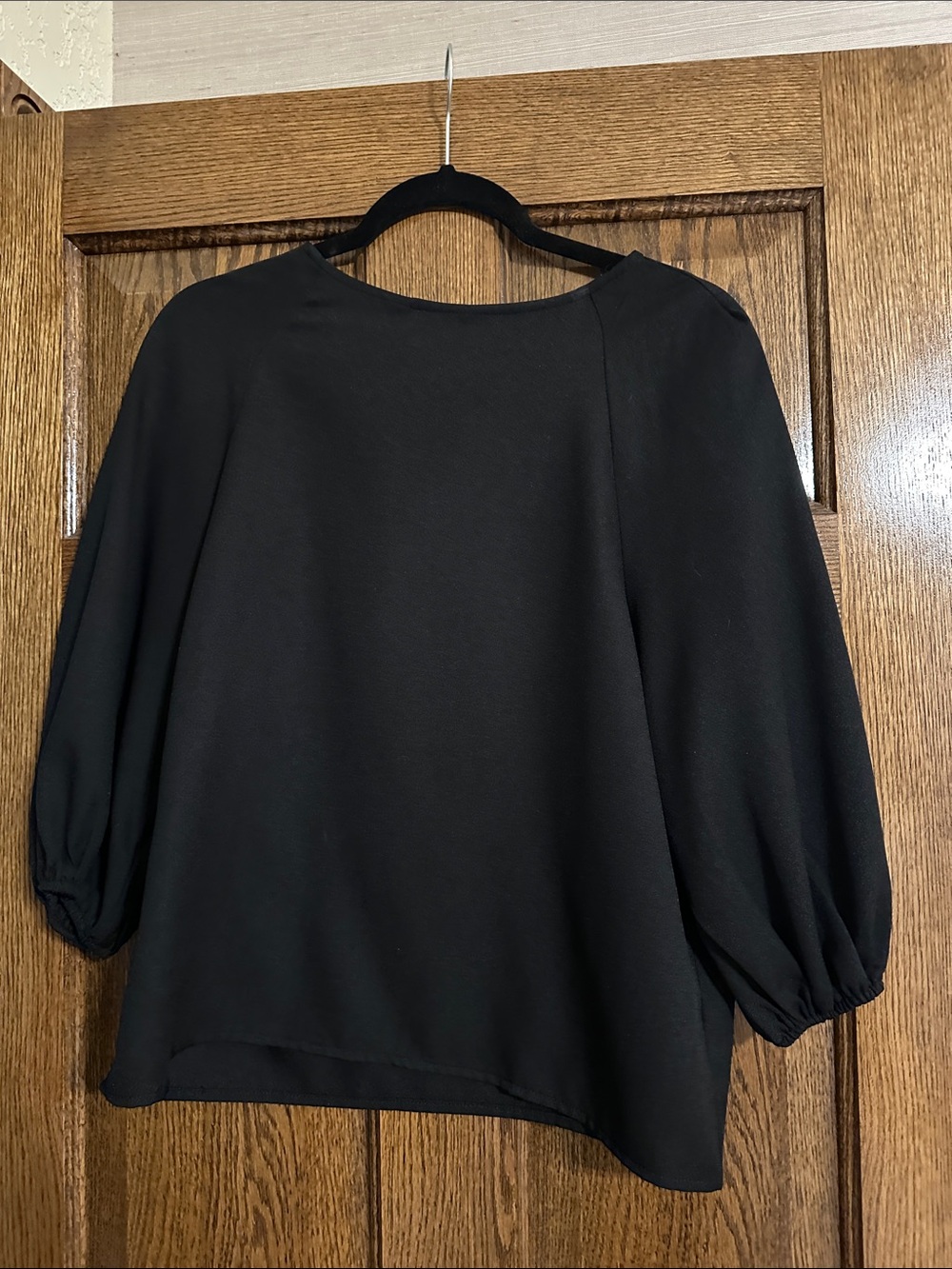 SHEIN Black Balloon Sleeve Blouse